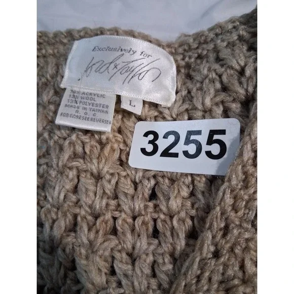 Y2k VTG Lord & Taylor Wool Women size L Grandpa Fisherman Grannycore Cardigan - Picture 12 of 13